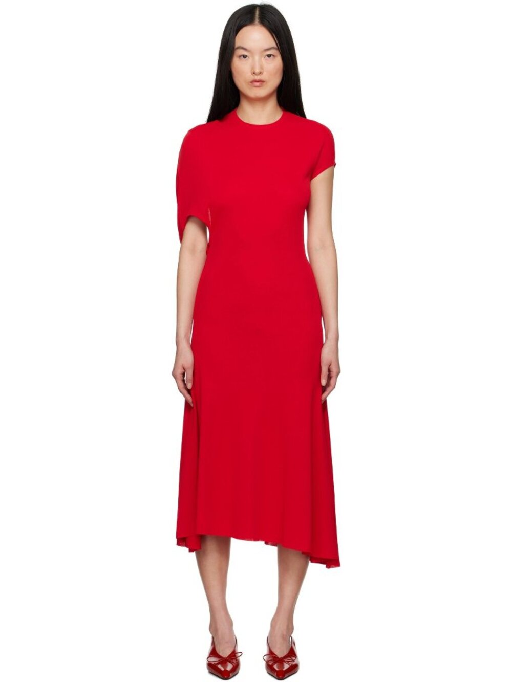 Jacquemus La robe Salerno Midi Dress in Red - Picture 2 of 8